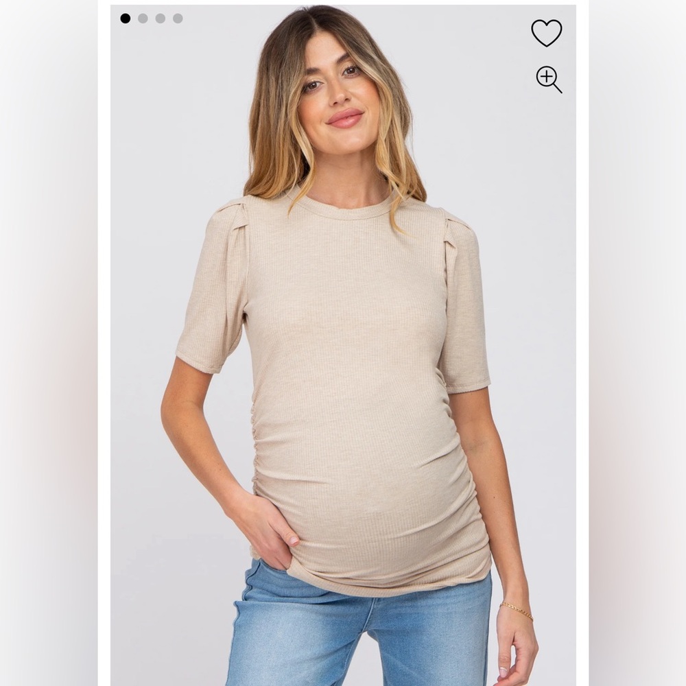 Tan Ribbed Maternity Top